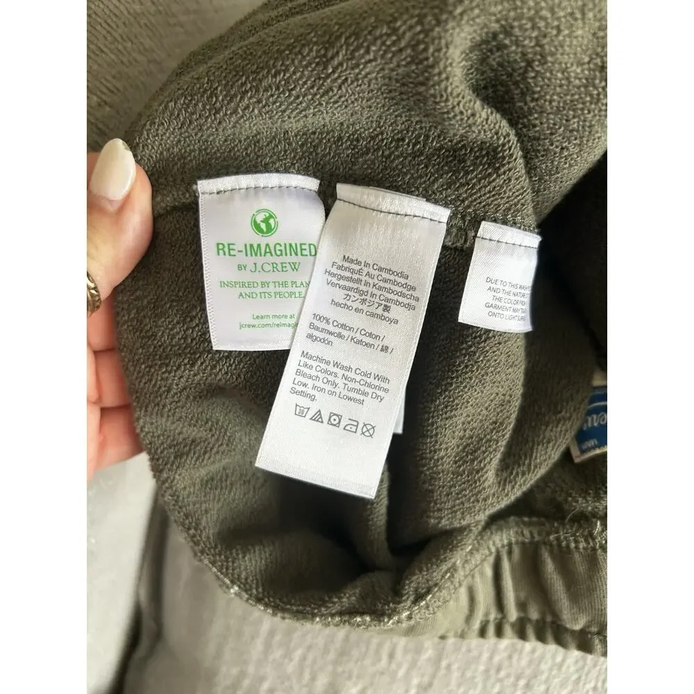 J.Crew Sweatpants Mens XL Military Green joggers Fleece Tapered Leg Drawstring